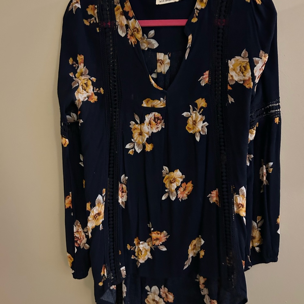 Blu Pepper Navy Floral Blouse